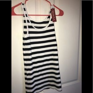 Tank top with black and white stripes